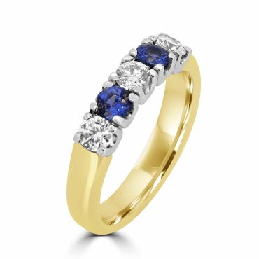 Round Diamond & Round Ceylon Sapphire