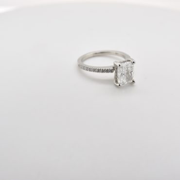 White gold radiant cut engagement ring
