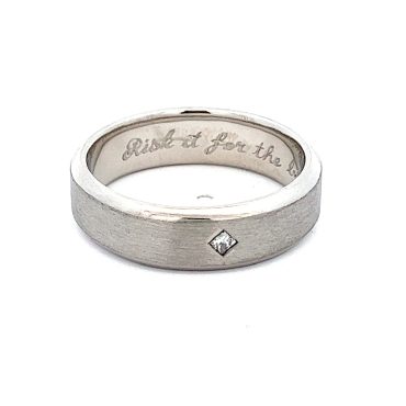 Triangle Diamond Mens Wedding Band, White Gold