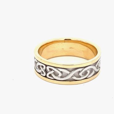 9ct Gold & Silver Celtic Pattern Mens Ring